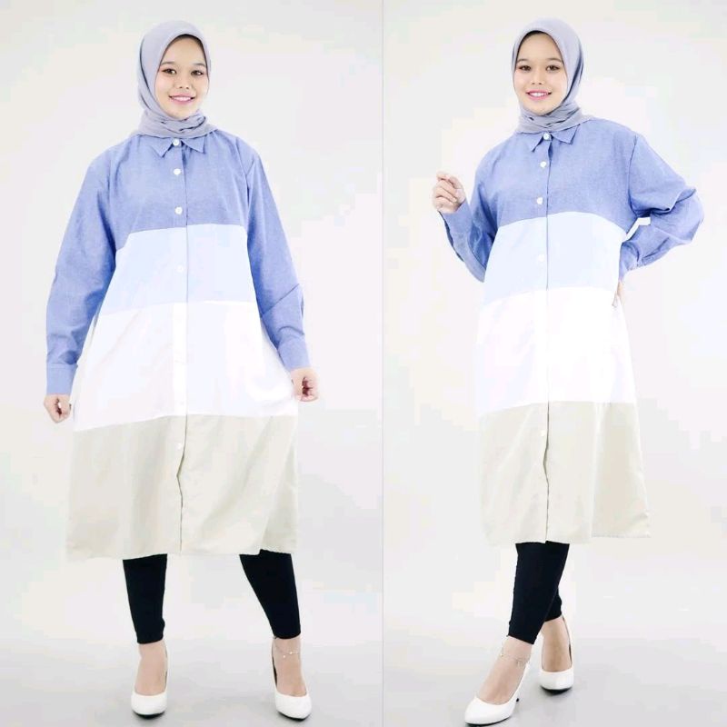 Tunik polos kombinasi warna ft4857
