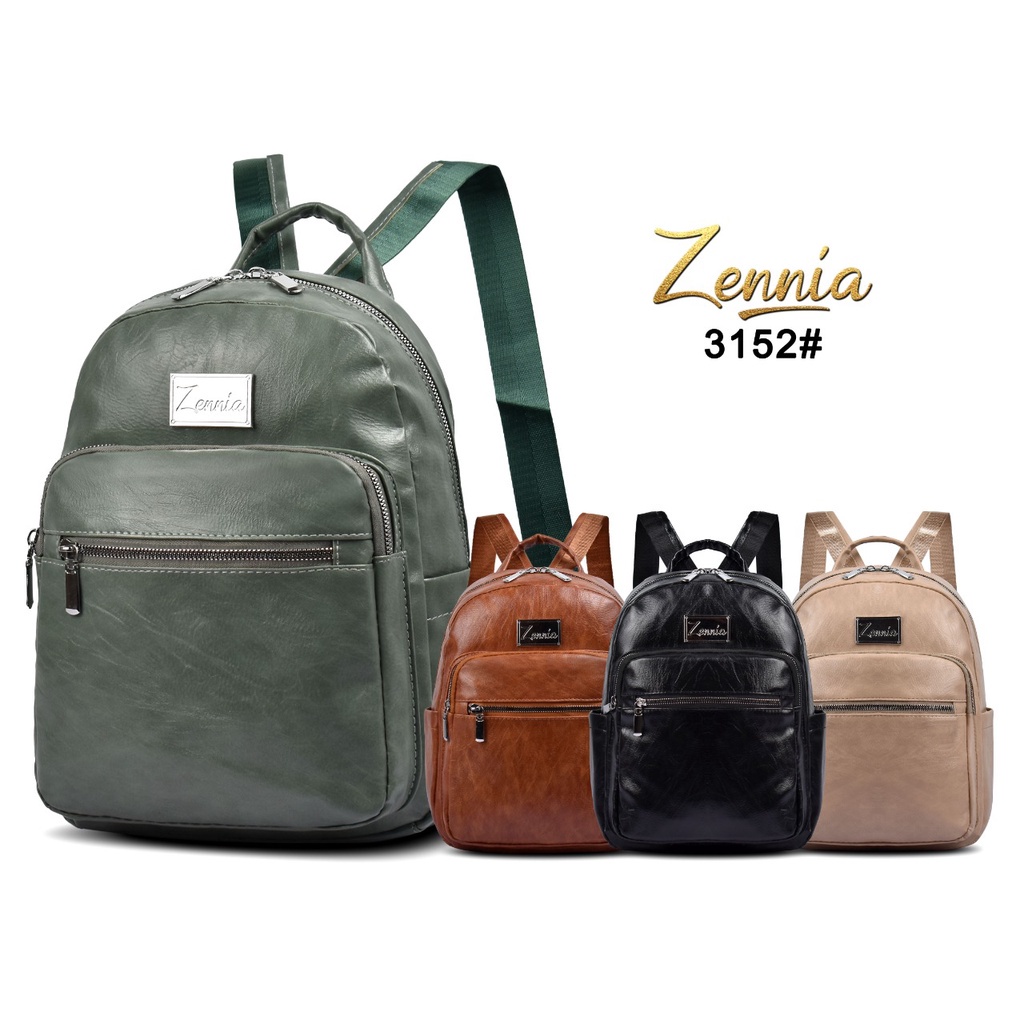 Tas Ransel Wanita Backpack Tas Kulit Zennia 3152 Tas Punggung Tas Laptop Tas Sekolah Kuliah