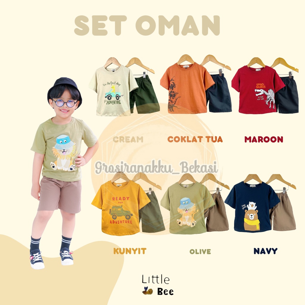 Setelan Anak Cowok Oman LittleBee Mix Warna Size 1-5 tahun