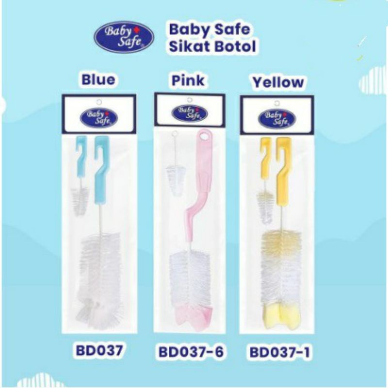 Baby Safe Babysafe BD195 Comb &amp; and Brush 2in1 Sisir Bayi Newborn / BS350 Flexible &amp; Heat Indikator Color Changing Spoon Sendok Penghantar Panas Bisa Berubah Warna /  BD037-1 Bottle &amp; Nipple Brush Nylon - Sikat Botol Susu Nilon