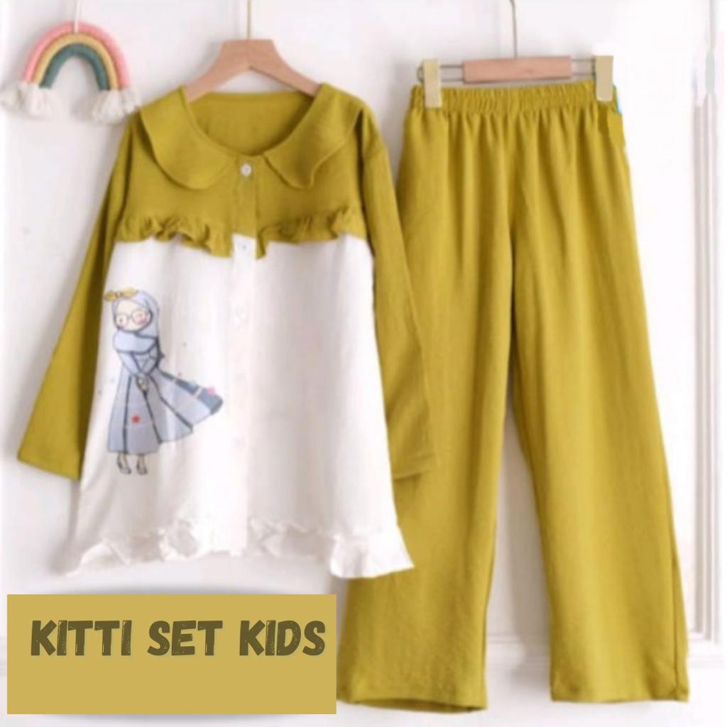 Kitti set kids /Setelan sablon anak perempuan /COD