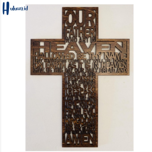 Unik Dekorasi Hiasan Pajangan Dinding Salib / Gantungan Salib Doa Bapa Kami - Medium Doa Bapa Kami L