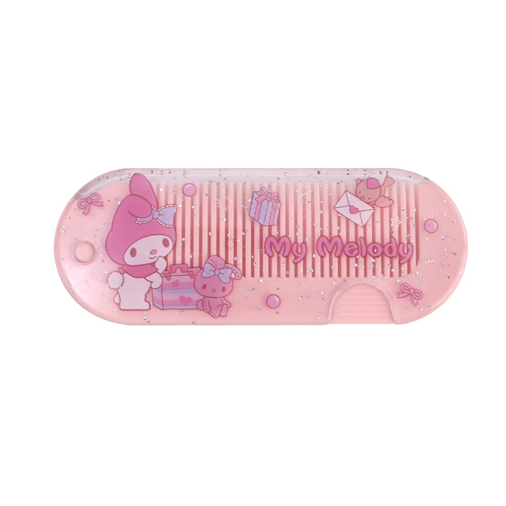 1pcs Sisir Kecil Plastik Kartun Hellokitty Melody Kuromi Sisir Kecil Lipat Portable Sisir Poni Kado Ulang Tahun Wanita Dan Cewek