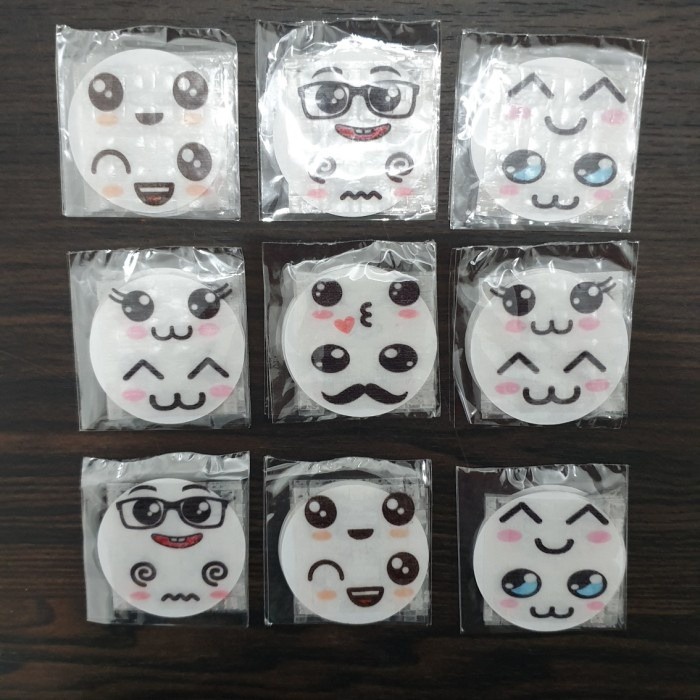 Rosybabyshop (BISA DI MAKAN) Edible stamp / edible picture / stiker makanan / mata / emoji / face 2 Edible Sticker Mata Emoji Stiker StNasi Bento Makanan Rice Paper Stiker Makanan Hiasan Kue Hiasan Puding Hiasan Nasi Bento