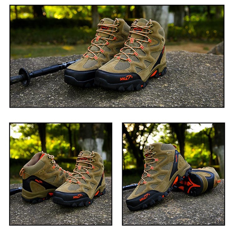 Sepatu Gunung Hiking Snta 489 Beige Brown Semi Waterproof Boot Mendaki - 39