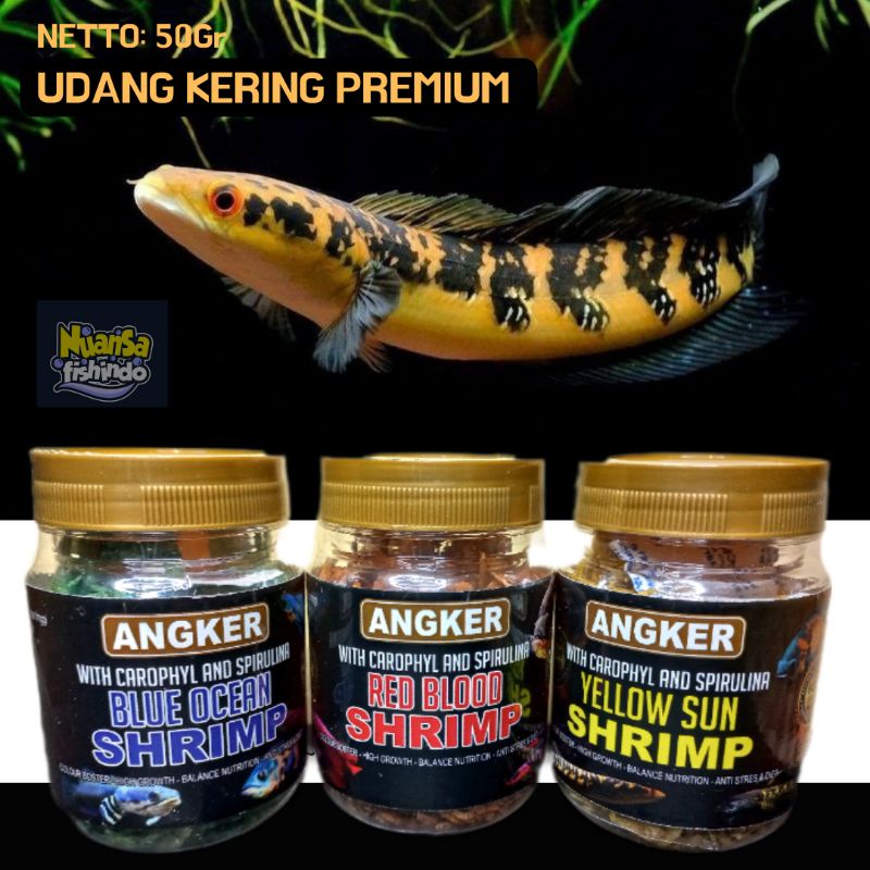 UDANG KERING SUPER PREMIUM PAKAN CHANNA | BLUE,YELLOW,RED | ORIGINAL ANGKER