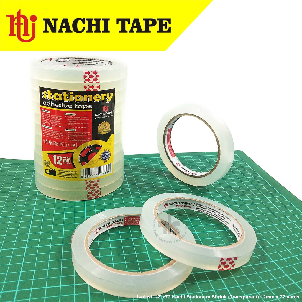 

Nachi Stationery Isolasi 1/2"x72 / Shrink (Transparant) 12mm x 72 yards (Core Besar)