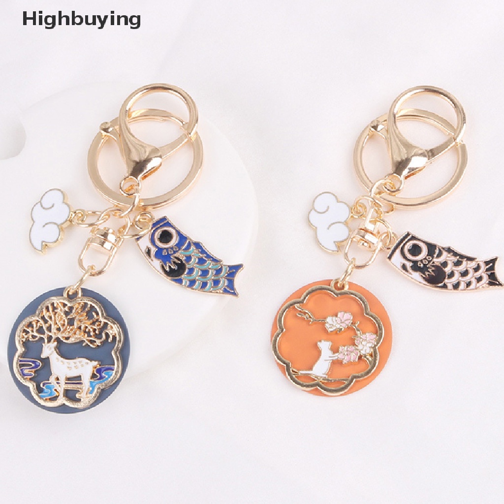 Hbid Gantungan Kunci Kucing Rusa Awan Indah Logam Ikan Keyring Bag Liontin Mobil Keychain Glory