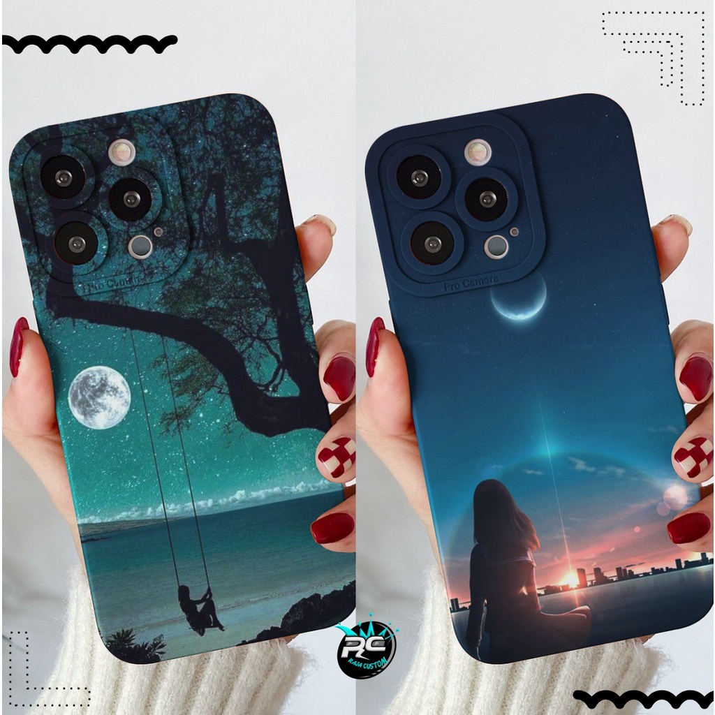 CUSTOM CASE SOFTCASE SILIKON PROCAMERA MOON GIRL CUSTOM REALME C2 5 5I C11 C20 C12 C25 NARZO 30A 50A