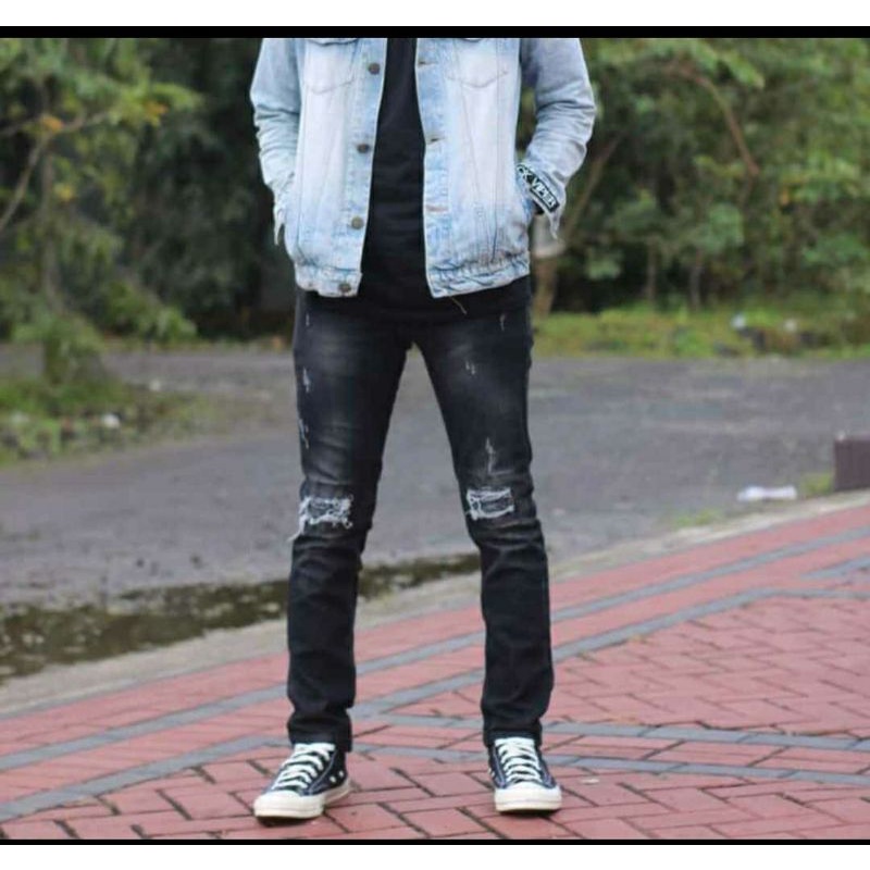 Celana jeans sobek lutut/Celana Denim sobek/Celana panjang sobek