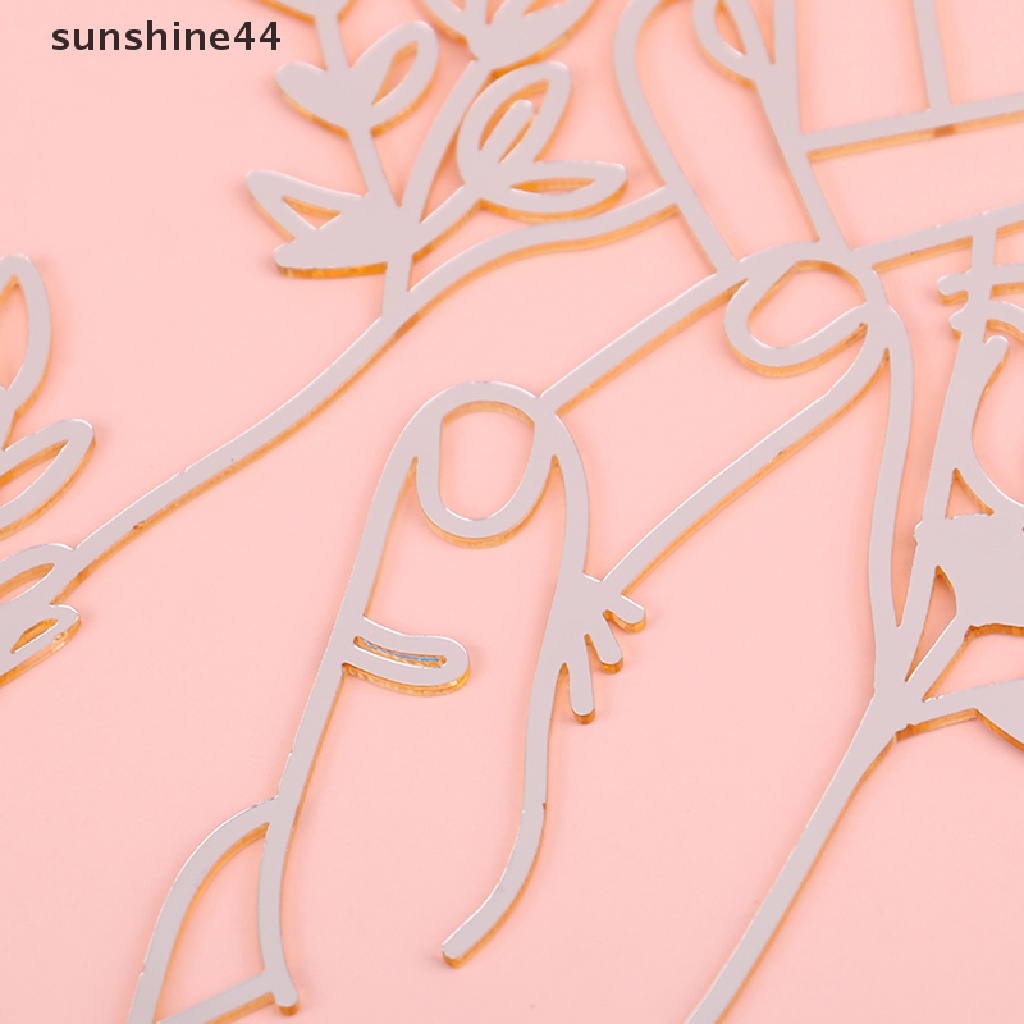 Sunshine 1Pc Sisipan Kue Akrilik Minimalis Art Couple Cake Topper Perlengkapan Pesta.
