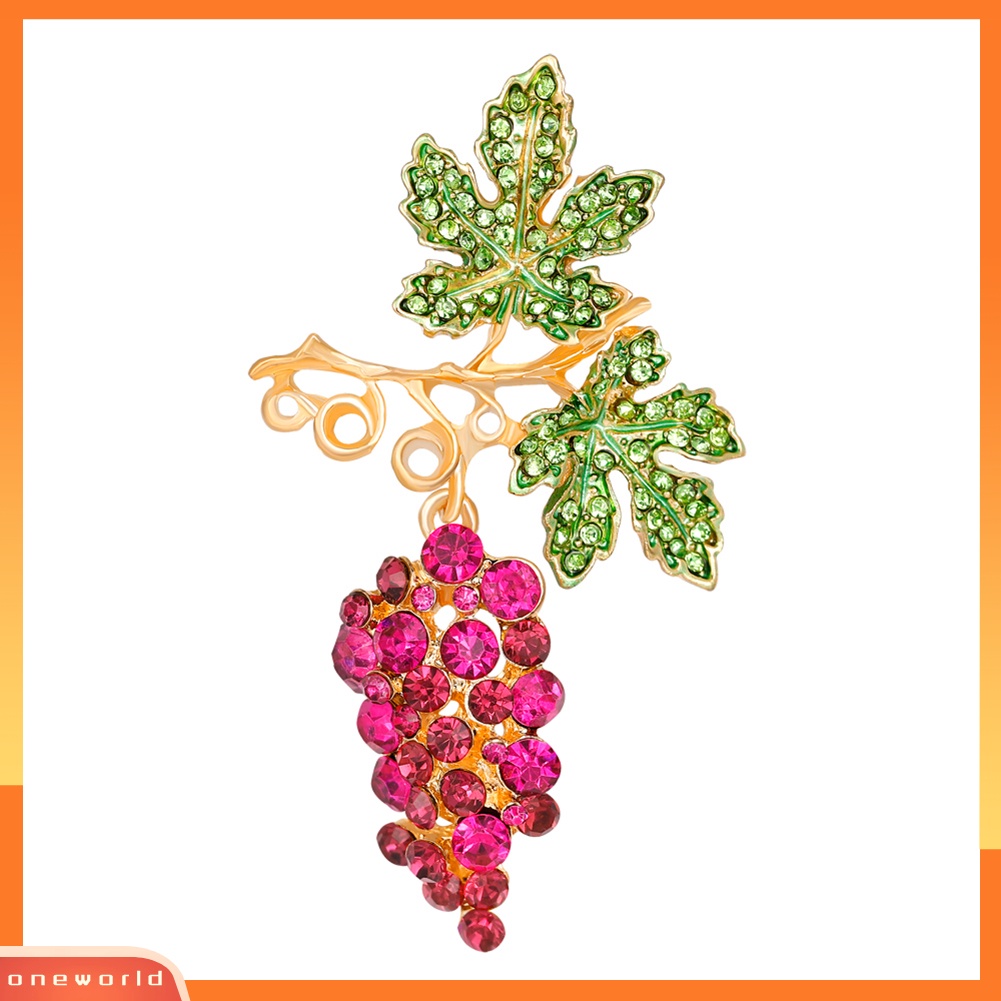 {oneworld} Wanita Fashion Multicolor Berlian Imitasi Buah Anggur Bros Pin Pesta Malam Perhiasan