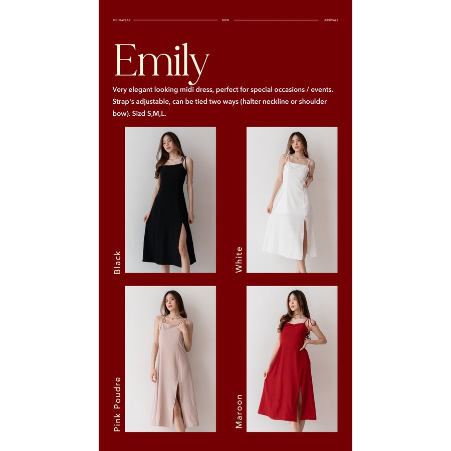 Emily Two Way Dress -- Ocha Wear | Midi Dress Wanita | Slit details | Casual Dress Premium