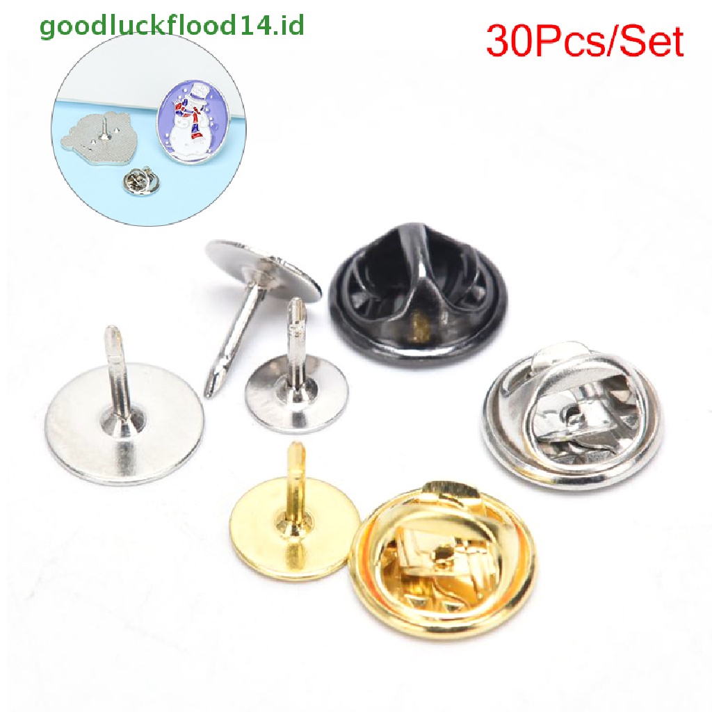 [GOOGFOUR] 30pcs/set Tembaga Kupu-Kupu Kopling Lencana Pin Belakang Squeeze Clasp DIY Membuat Bros [TOP]