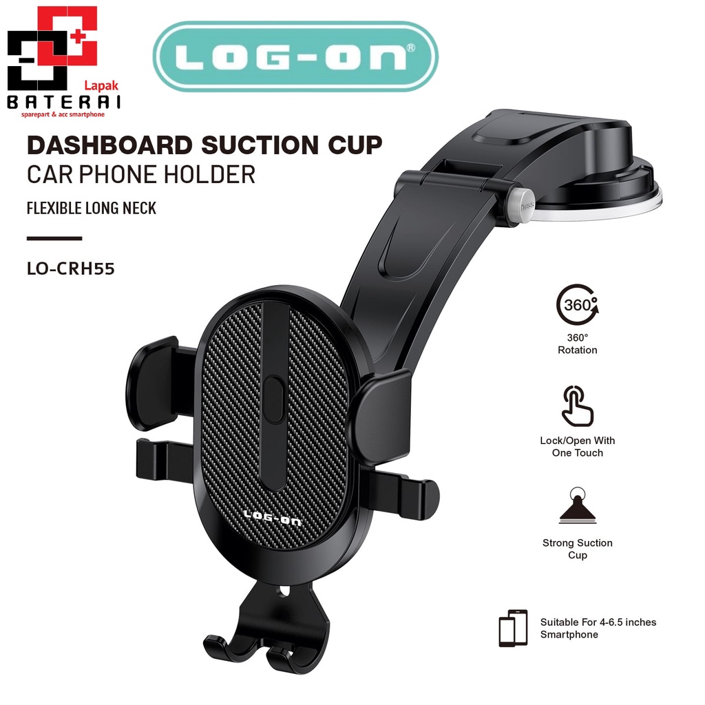 Log on - CRH55 Car Phone Holder Dashboard / Kaca Suction Cup Flexible Long neck