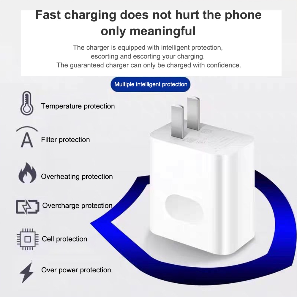 Charger 66W US Fast Charge Adapter 6A SuperCharge USB Type-C Kabel Untuk Handphone iPhone