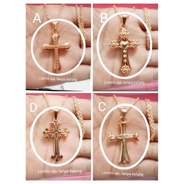 RJ387. Liontin Salib titanium ukuran besar untuk bandul kalung