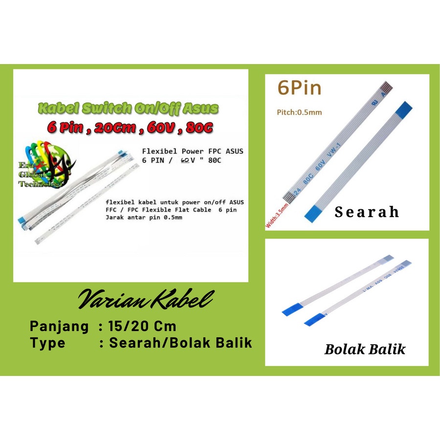 Cable Kabel Flexible FPC Kabel Switch Power laptop ASUS - 15, Searah Bolak Balik