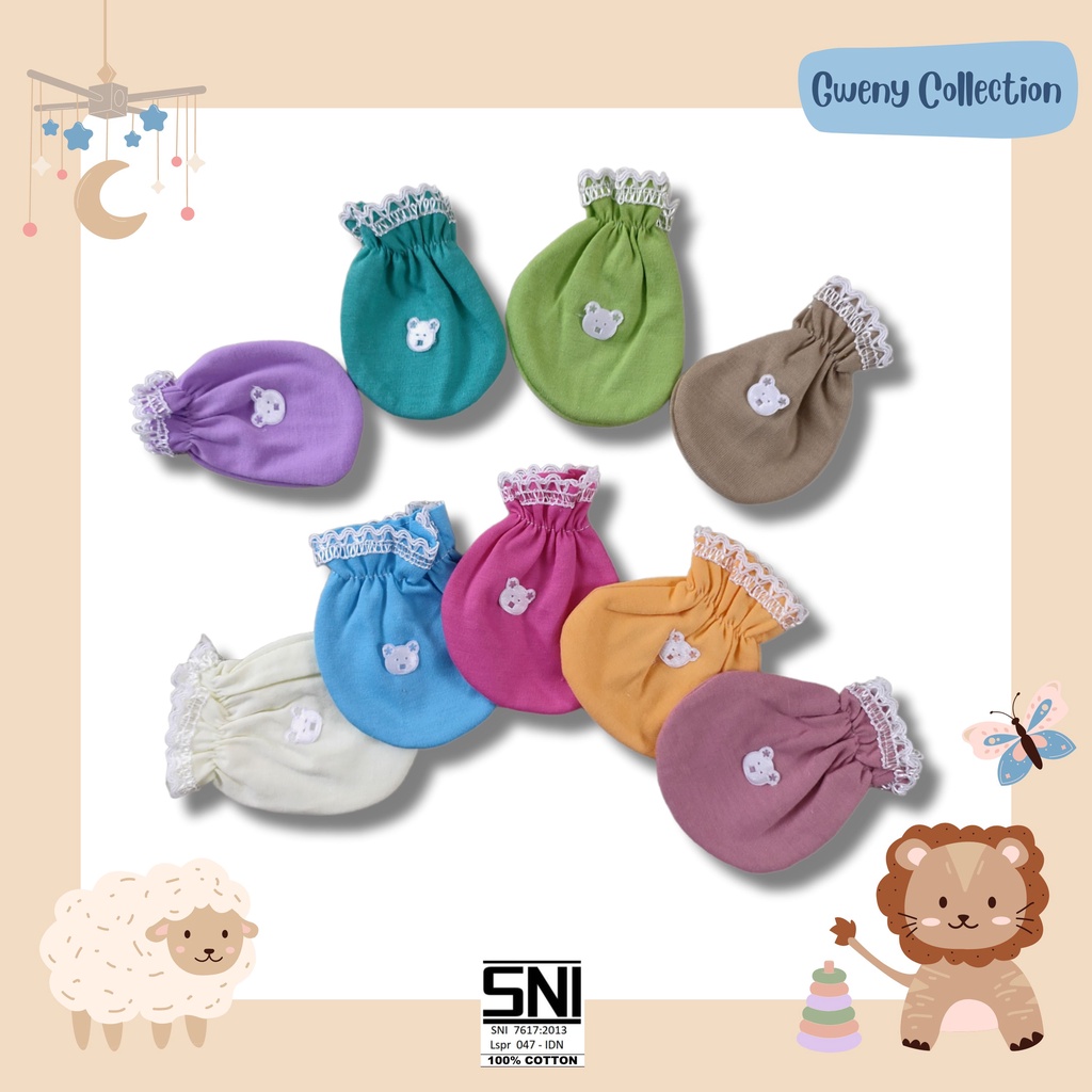 1SET SARUNG TAGAN &amp; KAKI BAYI SARUNG TANGAN NEWBORN UNISEX (KARET) STK