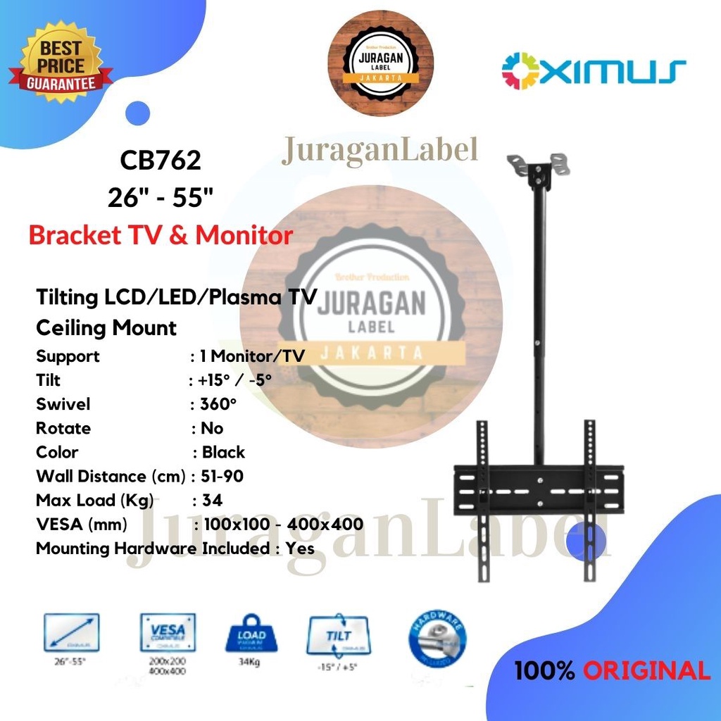 Jual Bracket Tv Oximus Cb Ceiling Gantung Plafon Tilt