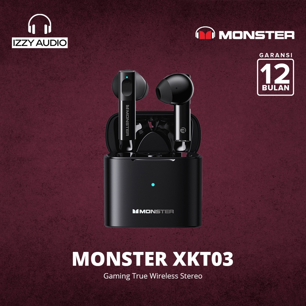 Monster XKT03 Wireless Bluetooth Earphone TWS Headset Earbuds - Hitam
