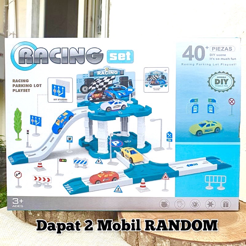 Mainan Truk DIY dengan Jalur Parkir Truck Parking Lot Playset Parkiran Mobil