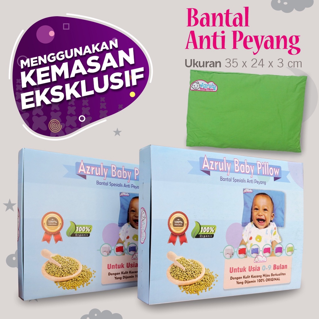 Azruly Baby Pillow + Hoodie Bayi Premium - Bantal Kesehatan Bayi Anti Peyang OPSIMOM | 2 PCS