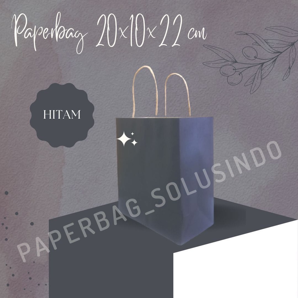 

[Min pemesanan 5] Paperbag / Kantong Kertas Warna Hitam 20X10X22 cm / PAPERBAG (A) Hitam 20X10X22