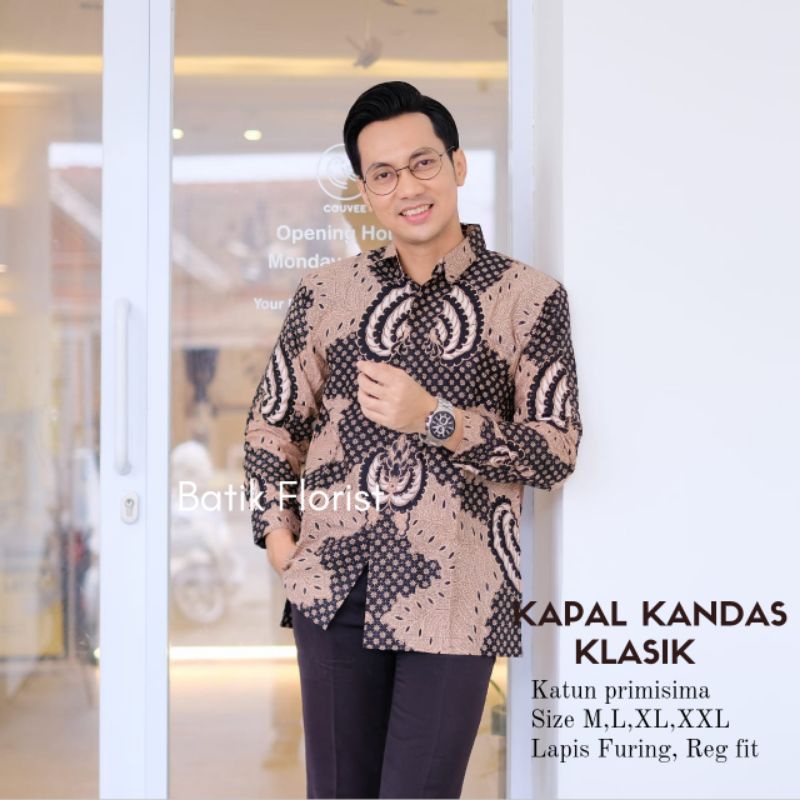 Kemeja Batik Mocca Cream Hitam Terbaru Ori Florist
