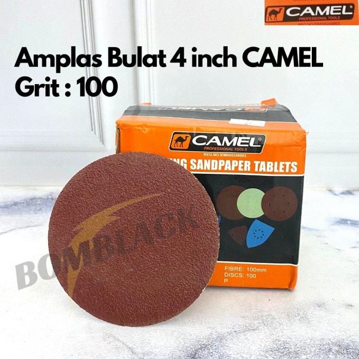 CAMEL Amplas Bulat 4 inch Grit 80 100 120 150 Kertas Hamplas Cokelat