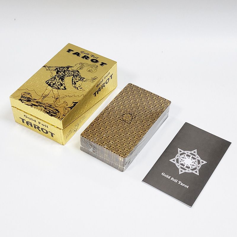 Gold Foil Tarot Pvc Rider 12x7cm include guide paper