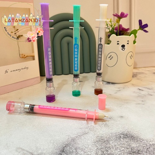 

Pulpen Gel Bentuk Suntikan Vaksin Pen Gel Model Suntikan Lucu Kekinian Bisa COD