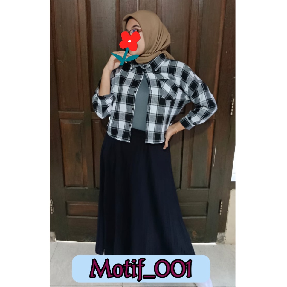 Zagzeg Clothing Atasan Kemeja Blouse Crop Top Wanita Perempuan Model Oversize Lengan Balon Outer Flanel Flannel Premium Kemeja Wanita Kotak Kotak Bisa Couple Anak