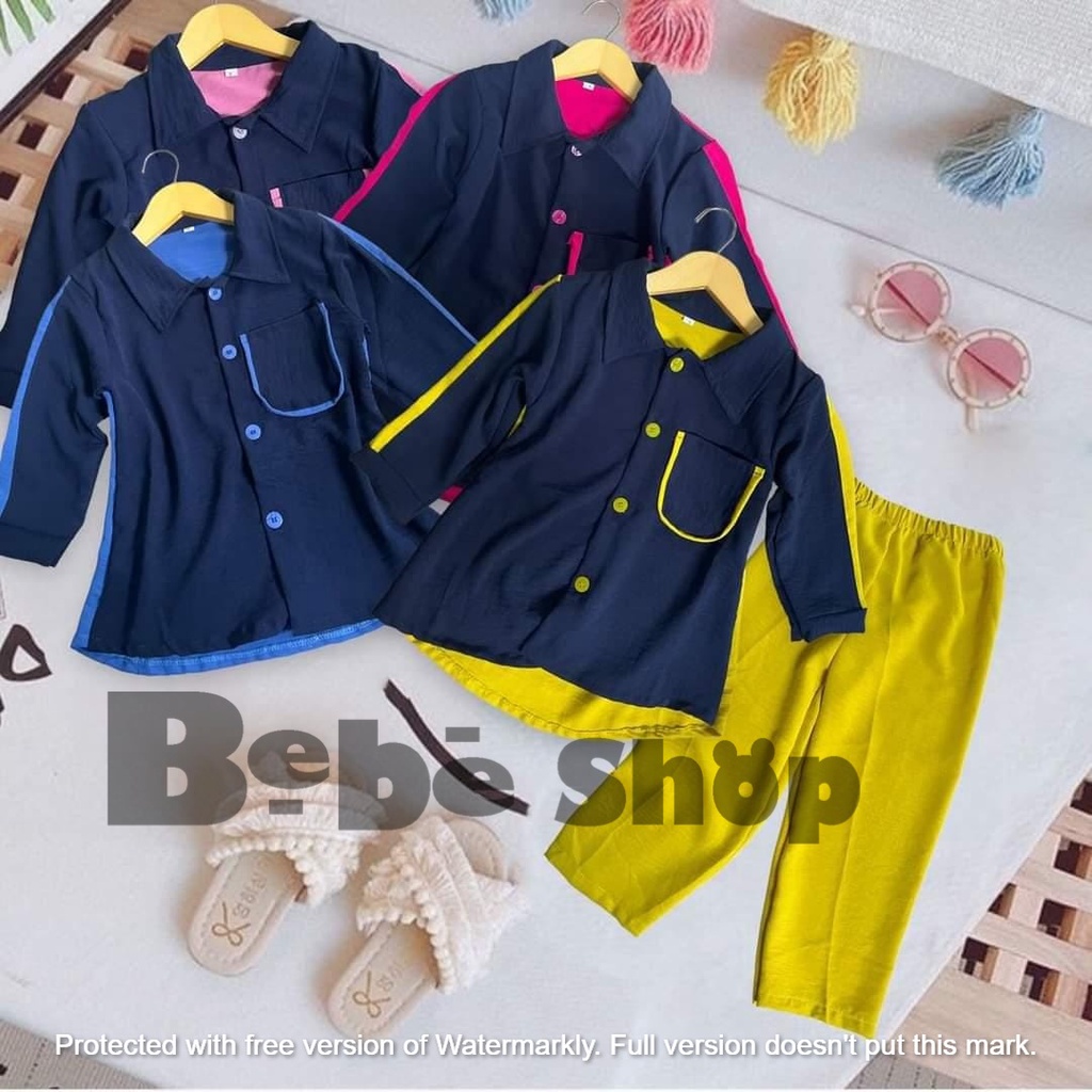 one set anak perempuan bahan cringkel usia 2 sampai 8 tahun
