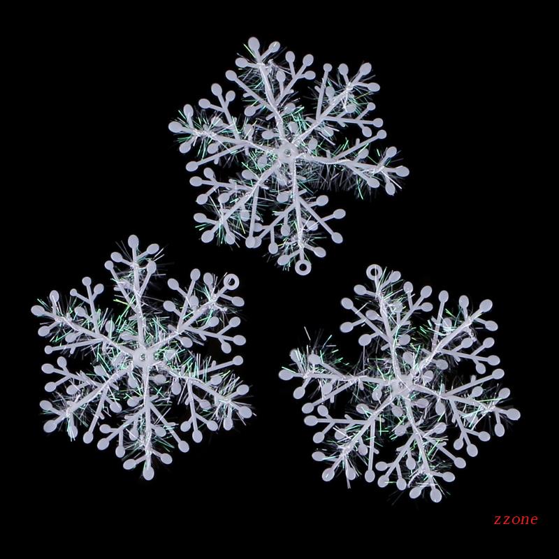 Zzz 3pcs Ornamen Snowflake Putih Pohon Natal Deco Festival Decortion