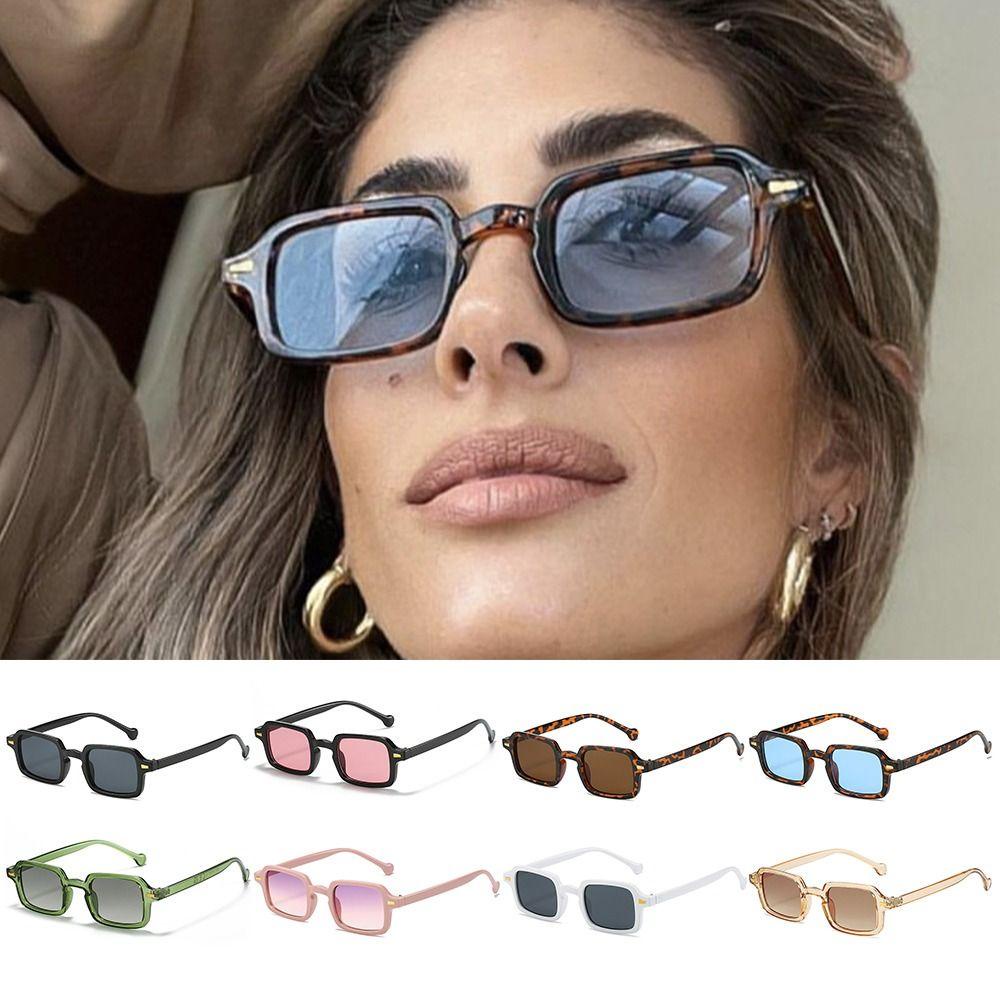 R-flower Square Sunglasses Fashion Gradient UV400 Pria Kacamata Matahari