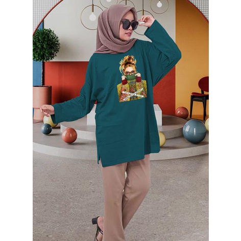 BLOUSE OVERSIZE LENGAN PANJANG LD 130CM DTF CEWEK KACAMATA