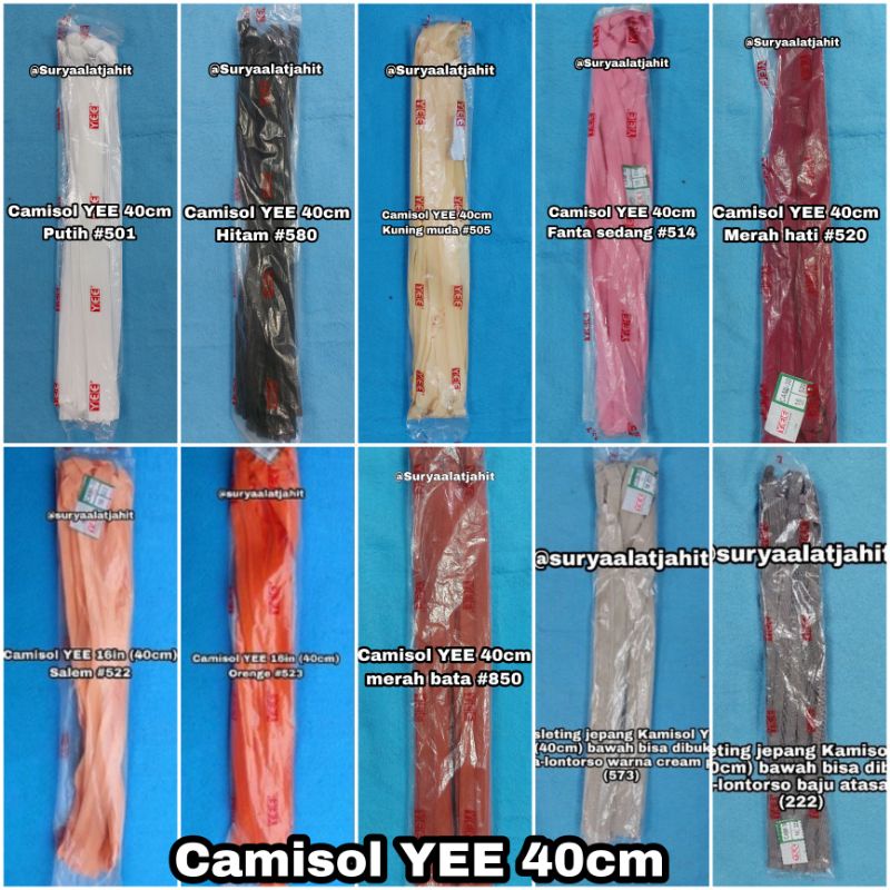 Resleting jepang kamisol yee 16in/40cm bisa dibuka resletingnya rp.81.500/lsn