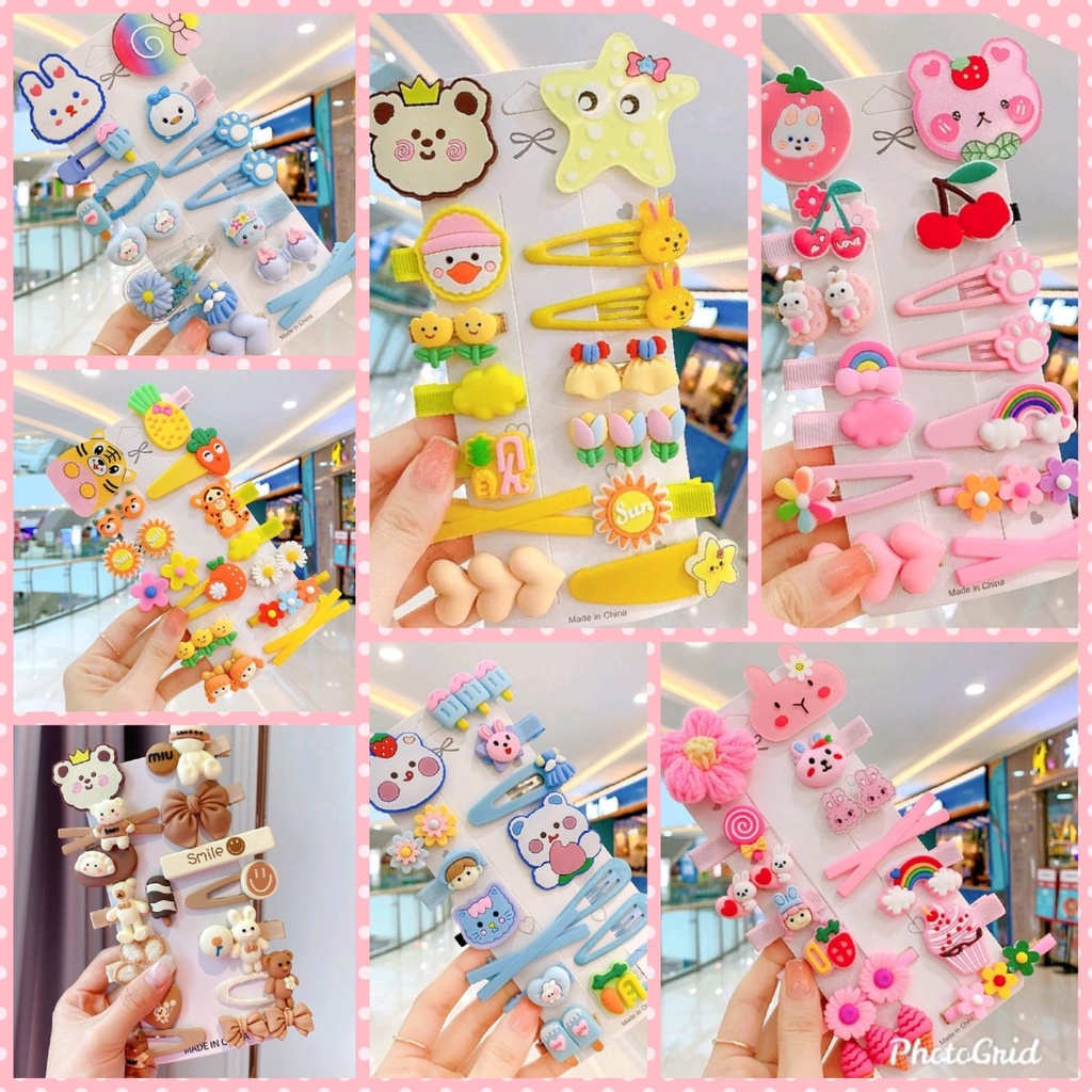 1SET 14PCS JEPITAN RAMBUT ANAK PEREMPUAN FASHION SET || KUALITAS IMPORT JEPITAN RAMBUT ANAK KOREAN LUCU - BD