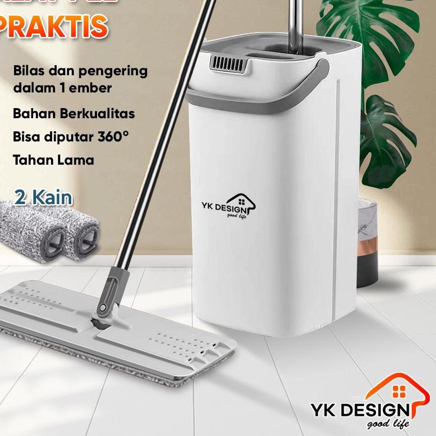 Diskon | JKH|YK DESIGN YK-605 Alat pel lantai bentuk persegi panjang FREE 2 Kain