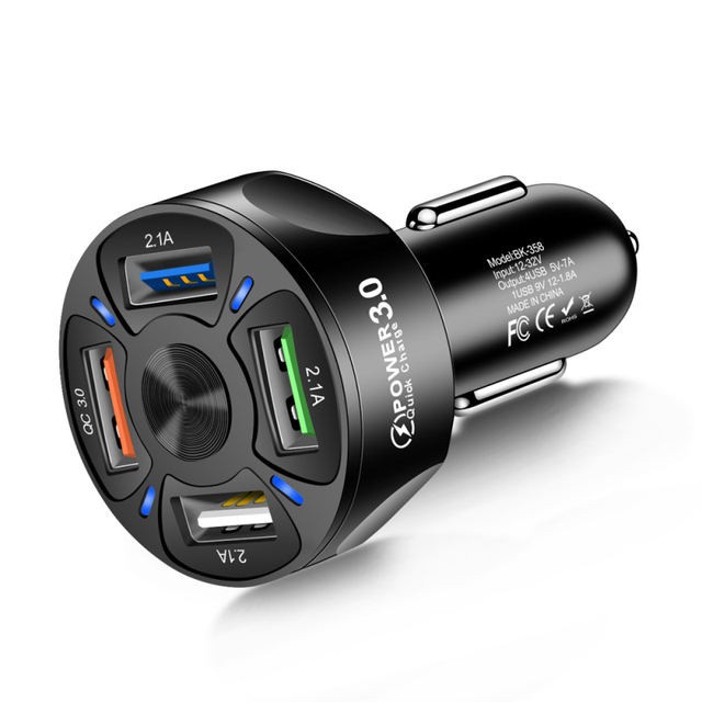 Kepala Colokan charger 7A Mobil 4 Port USB Cas Hp Fast Charging