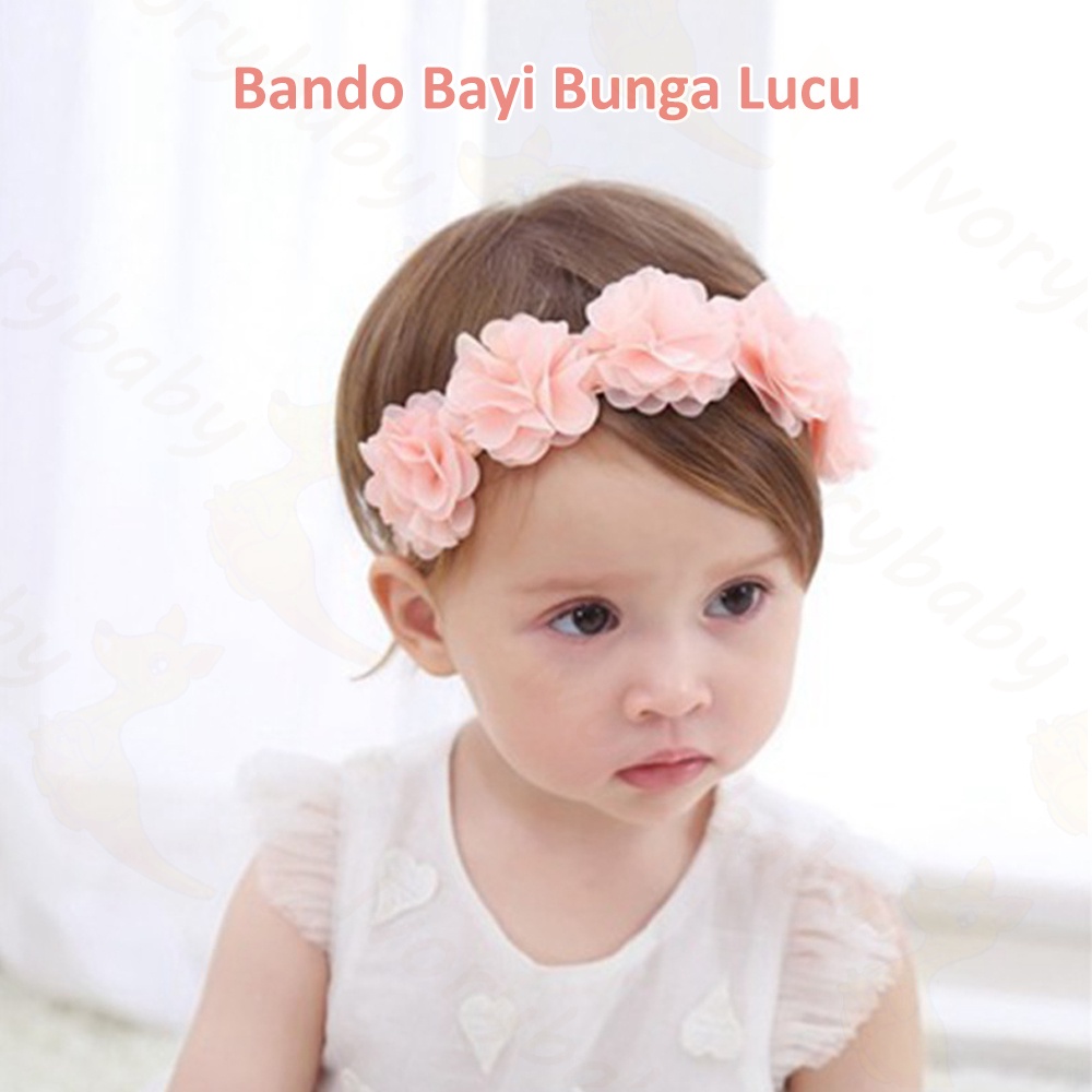 Ivorybaby Bandana bayi perempuan Bando bayi cewek Baby headband bunga 0-3 tahun