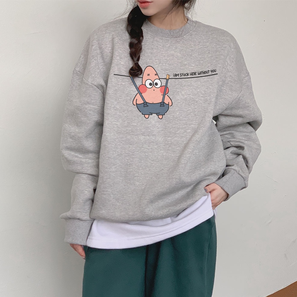 Sweater Oversize Patrick Star  Wanita Dan Pria  Fleece Korean Style L - XL - XXL - XXXL