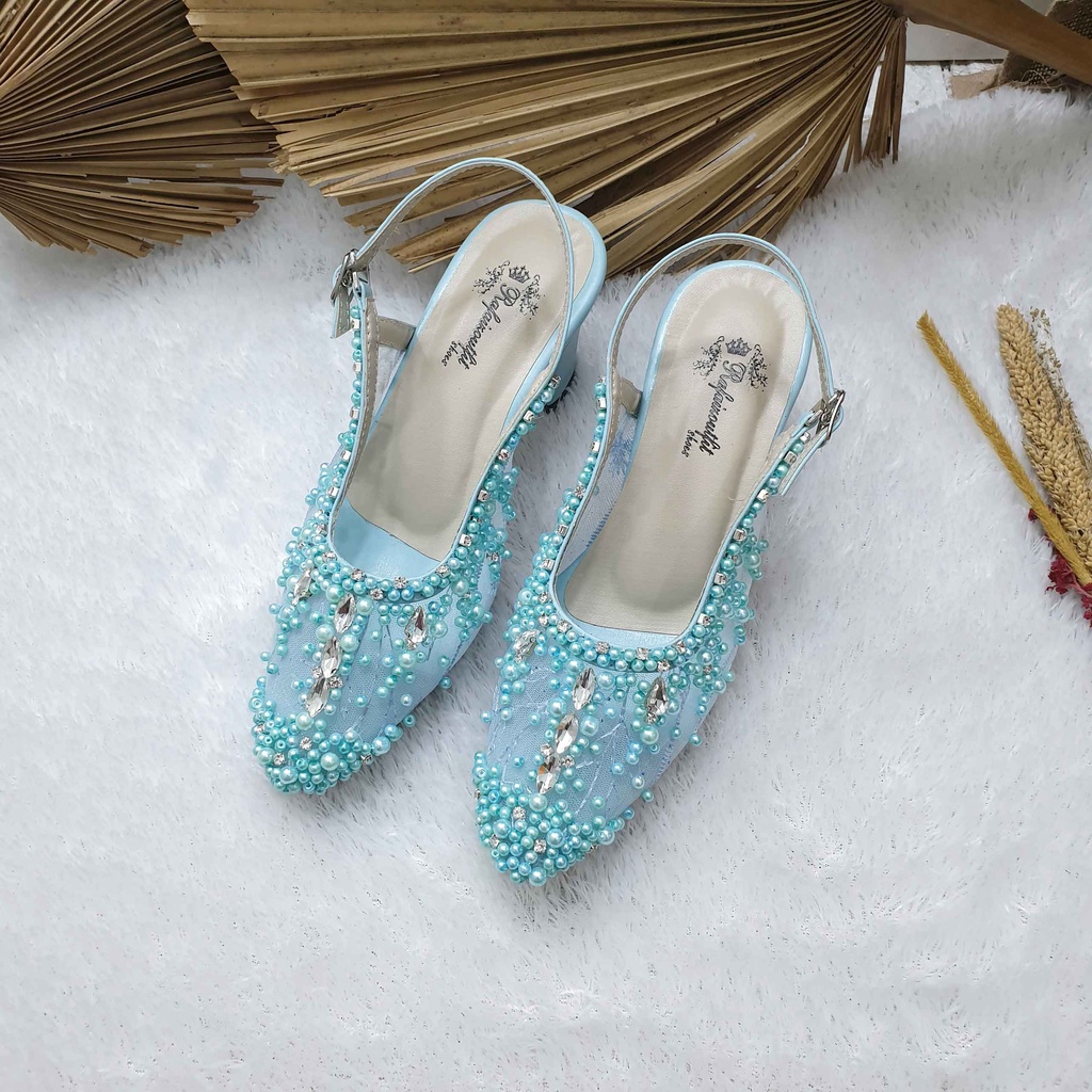 Sepatu wedding pesta cantik Shinta babyblue 7cm tahu