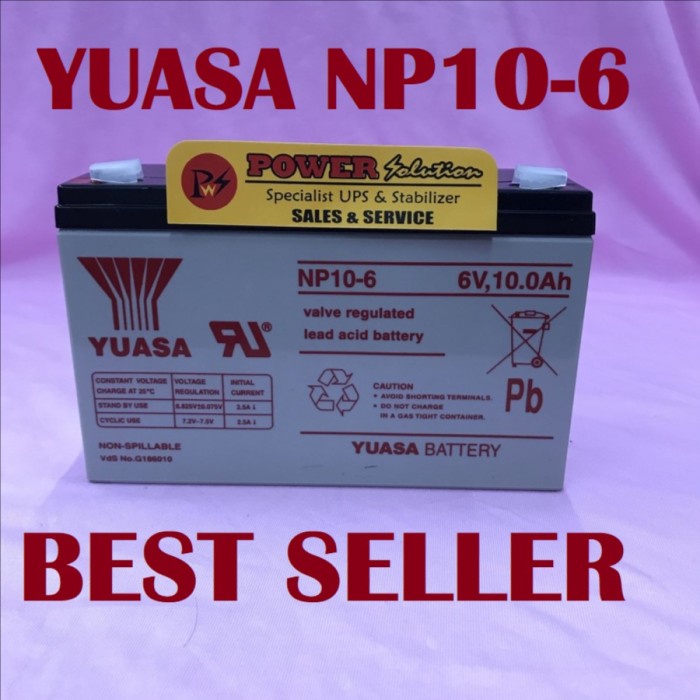 BATTERY YUASA NP10-6 6V 10AH AKI BATERAI KERING YUASA 6V 10AH NP10-6