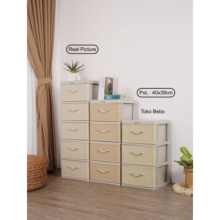 Lemari Lemari Plastik 5 Susun Motif Rotan