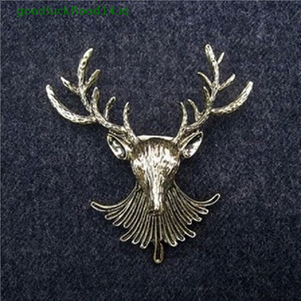 [GOOGFOUR] 1pc Unisex Kerah Hewan Bros Pin Klip Tanduk Rusa Lucu Head Pins Brooch [TOP]