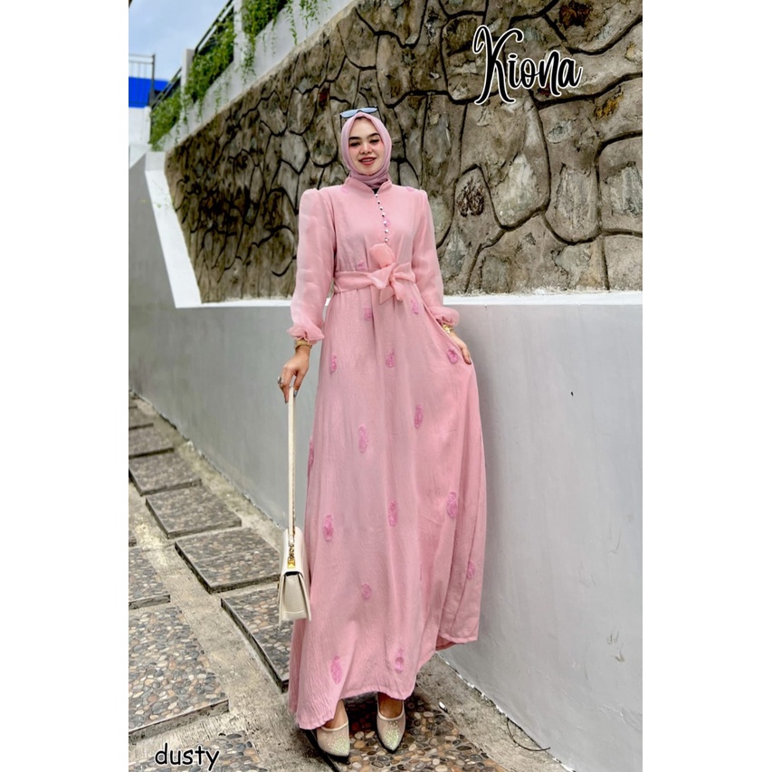 GAMIS PESTA KONDANGAN KIONA ORGANZA KRINKLE POM POM