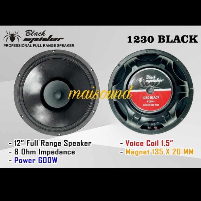 SPEAKER KOMPONEN BLACK SPIDER 1230 BLACK 12 INCH BLACKSPIDER 600 WATT