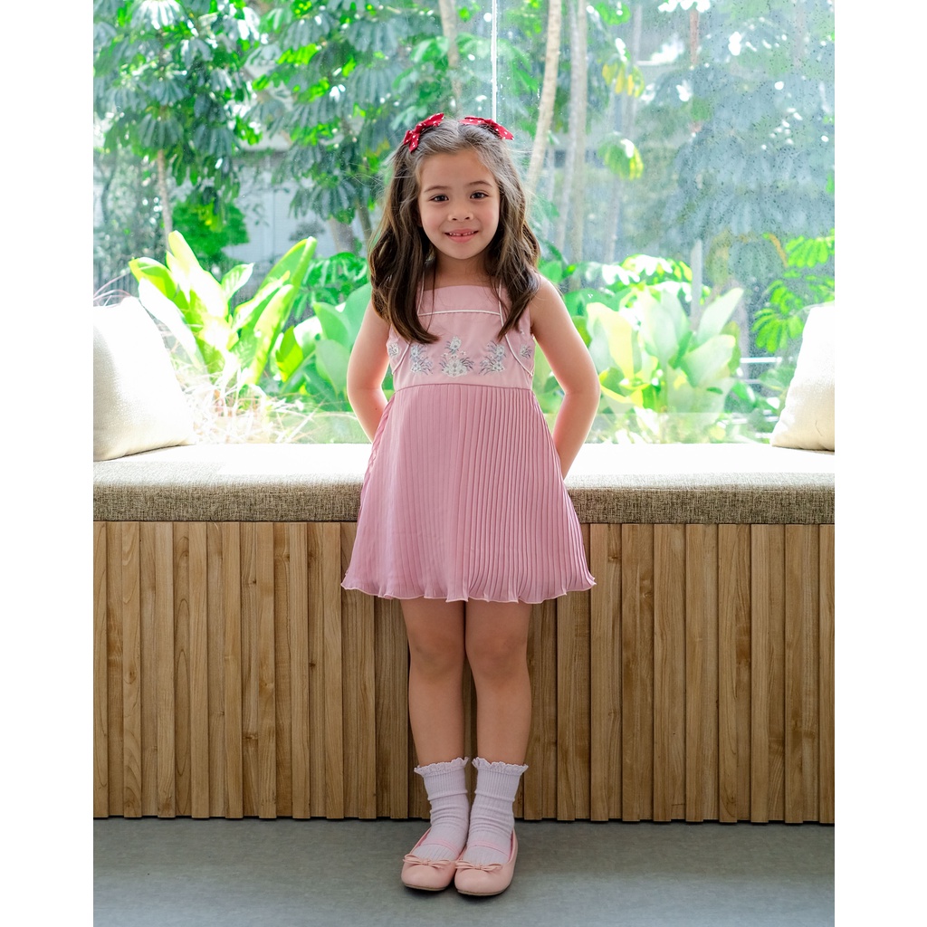 HARA PLEATS DRESS | Dress Anak Perempuan | Baju Pesta Anak Perempuan | Dress Bordir Anak | Dress Plisket Anak